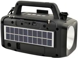 Supersonic Solar Power Speaker with FM Radio & LED Flashlight - Black Supersonic Solar Power Speaker with FM Radio & LED Flashlight - Black