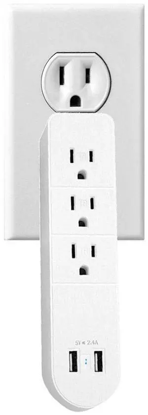 Versatile Multi Outlet AC Plus Fast USB Charger With Surge Protection - White Versatile Multi Outlet AC Plus Fast USB Charger With Surge Protection - White