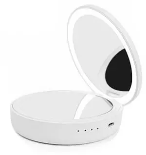 Compact Mirror With Portable Phone Charger - WHITE Compact Mirror With Portable Phone Charger - WHITE
