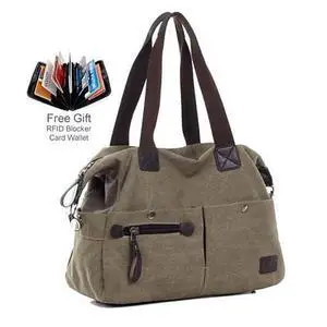 Vista The Uptown Journey Canvas Hand Bag With FREE RFID BLOCKER WALLET - Khaki City Vista The Uptown Journey Canvas Hand Bag With FREE RFID BLOCKER WALLET - Khaki City