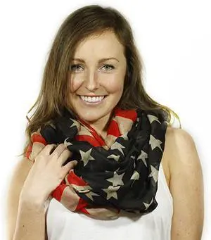 Vista Vintage Inspired American Flag Infinity Scarf - Multi Colors Vista Vintage Inspired American Flag Infinity Scarf - Multi Colors
