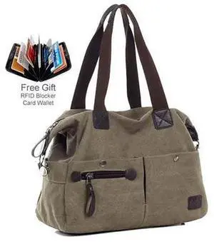 Vista The Uptown Journey Canvas Hand Bag With FREE RFID BLOCKER WALLET - Boutique Blue Vista The Uptown Journey Canvas Hand Bag With FREE RFID BLOCKER WALLET - Boutique Blue