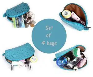 Vista COSMO Cosmetic Faux Ostrich Cases In Set of 4 - Blue Vista COSMO Cosmetic Faux Ostrich Cases In Set of 4 - Blue