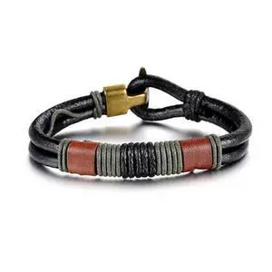 Vista RODEO Olive Genuine Leather Bracelet - Black Vista RODEO Olive Genuine Leather Bracelet - Black
