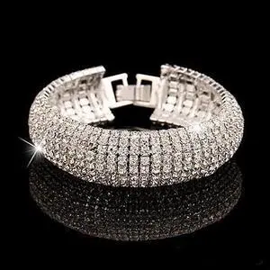 Vista Glamour Girl Crystal Bangle Cuff Bracelet - Gold Polished Vista Glamour Girl Crystal Bangle Cuff Bracelet - Gold Polished