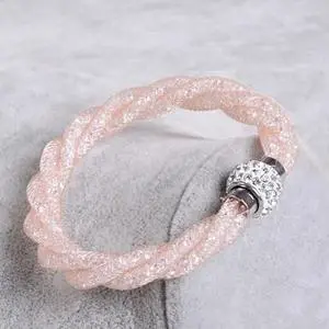 Vista Rope Bracelet a Wire Mesh with Tiny Crystal loaded to form a Halo - Black Silk Vista Rope Bracelet a Wire Mesh with Tiny Crystal loaded to form a Halo - Black Silk