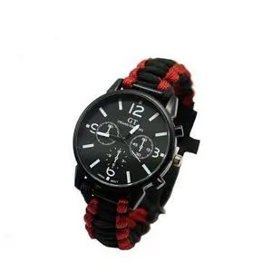 Vista Outdoor Multi function Camping Survival Watch Bracelet Tools With LED Light - RED-BLUE Vista Outdoor Multi function Camping Survival Watch Bracelet Tools With LED Light - RED-BLUE