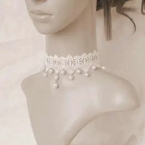 Vista The Touch Of Vintage Victorian Style Crochet Necklace and Bracelet Set - White Gold Vista The Touch Of Vintage Victorian Style Crochet Necklace and Bracelet Set - White Gold