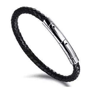 Vista VERGO Versatile Genuine Leather Bracelet With Magnetic Closure For Men And Women - Black Vista VERGO Versatile Genuine Leather Bracelet With Magnetic Closure For Men And Women - Black