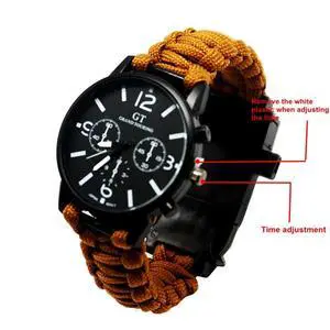 Vista Outdoor Multi function Camping Survival Watch Bracelet Tools With LED Light - Kahki Vista Outdoor Multi function Camping Survival Watch Bracelet Tools With LED Light - Kahki
