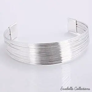 Vista Simplicity Silver Cuff Italian Design Bracelets design by Evabella Collections - Silver Vista Simplicity Silver Cuff Italian Design Bracelets design by Evabella Collections - Silver