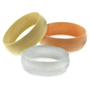 Vista CHERISH Mesh Bangle Trio Of Gold Rose Gold Silver In 3 Sizes - Silver Vista CHERISH Mesh Bangle Trio Of Gold Rose Gold Silver In 3 Sizes - Silver