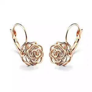 Vista ROSE IS A ROSE 18kt Rose Crystal Earrings In White Yellow And Rose Gold Plating - White Gold Vista ROSE IS A ROSE 18kt Rose Crystal Earrings In White Yellow And Rose Gold Plating - White Gold