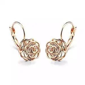 Vista ROSE IS A ROSE 18kt Rose Crystal Earrings In White Yellow And Rose Gold Plating - Rose Gold Vista ROSE IS A ROSE 18kt Rose Crystal Earrings In White Yellow And Rose Gold Plating - Rose Gold