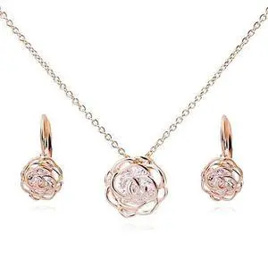 Vista Rose Is A Rose Pendant And Chain 18kt Rose With 2ct CZ Bonus Free Earrings In White Yellow And Rose Gold Field - Rose Gold Vista Rose Is A Rose Pendant And Chain 18kt Rose With 2ct CZ Bonus Free Earrings In White Yellow And Rose Gold Field - Rose Gold