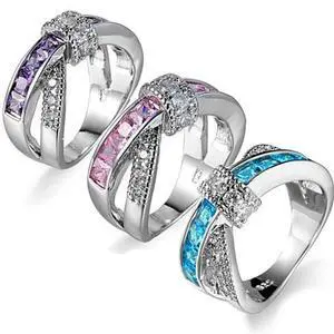 Vista You Cross My Mind Ring Diamond Crystals In 3 Lovely Colors - Blue Vista You Cross My Mind Ring Diamond Crystals In 3 Lovely Colors - Blue