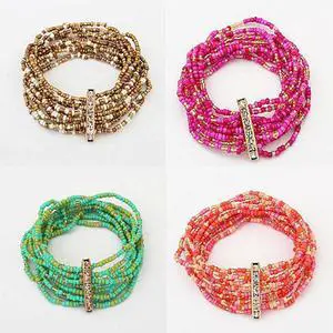 Vista Bohemian Bead Bracelet in Springy Colors - Copper Brown Vista Bohemian Bead Bracelet in Springy Colors - Copper Brown