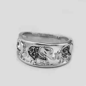 Vista Trunks And Tails Playful Elephants Ring - Silver Vista Trunks And Tails Playful Elephants Ring - Silver