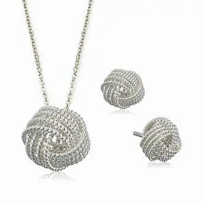 Vista He Loves Me A Lot A Lovely Love Knot Pendant And Earrings Set - Silver Vista He Loves Me A Lot A Lovely Love Knot Pendant And Earrings Set - Silver