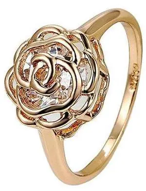 Vista Rose Is A Rose Set of 4 or Rings In 18kt Rose Crystals In White Yellow And Rose Gold Plating - White Gold Vista Rose Is A Rose Set of 4 or Rings In 18kt Rose Crystals In White Yellow And Rose Gold Plating - White Gold