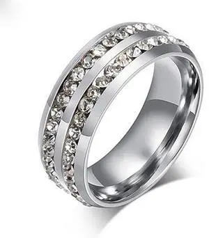 Vista I Trust You Ring Double Row Channel Set CZ Stones In Titanium Steel - Bronze Vista I Trust You Ring Double Row Channel Set CZ Stones In Titanium Steel - Bronze