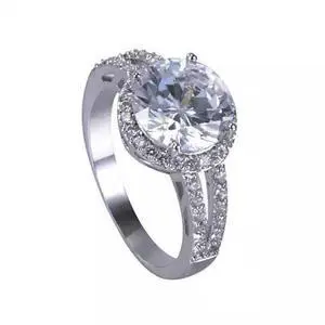 Vista Love Struck Diamond Crystals Platinum Plated Halo Ring - Silver Vista Love Struck Diamond Crystals Platinum Plated Halo Ring - Silver