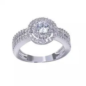 Vista ARTDECO Double Halo Ring 18Kt White Gold Overlay - Silver Vista ARTDECO Double Halo Ring 18Kt White Gold Overlay - Silver