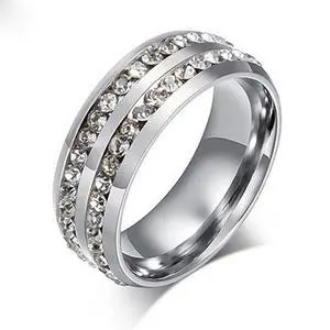 Vista I Trust You Ring Double Row Channel Set CZ Stones In Titanium Steel - Silver Vista I Trust You Ring Double Row Channel Set CZ Stones In Titanium Steel - Silver