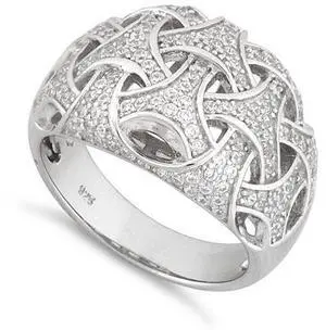 Vista Commitment Ring Woven Style CZs On Platinum Plating - Platinum Vista Commitment Ring Woven Style CZs On Platinum Plating - Platinum