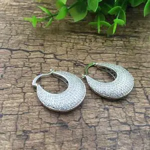 Vista Poetic Pave Hoops Reversible Silver Earrings - Silver Vista Poetic Pave Hoops Reversible Silver Earrings - Silver