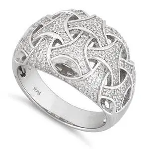 Vista Commitment Ring Woven Style CZs On Platinum Plating - Platinum Vista Commitment Ring Woven Style CZs On Platinum Plating - Platinum