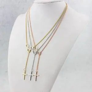 Vista Symbol Of Infinity And Holy Cross With Lariat Style Chain - Gold Vista Symbol Of Infinity And Holy Cross With Lariat Style Chain - Gold