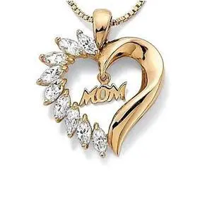 Vista MOM's LOVE Heart Pendant With CZ - Platinum Vista MOM's LOVE Heart Pendant With CZ - Platinum