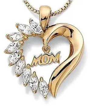 Vista MOM's LOVE Heart Pendant With CZ - Yellow Gold Vista MOM's LOVE Heart Pendant With CZ - Yellow Gold