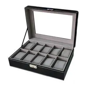 Vista WATCH VALET Glass Top Watch Boxes For Collection Of 6 or 10 Watches - Black Vista WATCH VALET Glass Top Watch Boxes For Collection Of 6 or 10 Watches - Black