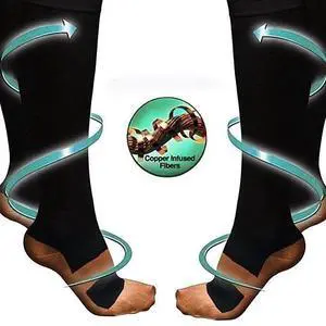 Vista Copper Infused Compression Socks 6-Pack Lightweight - Black Vista Copper Infused Compression Socks 6-Pack Lightweight - Black