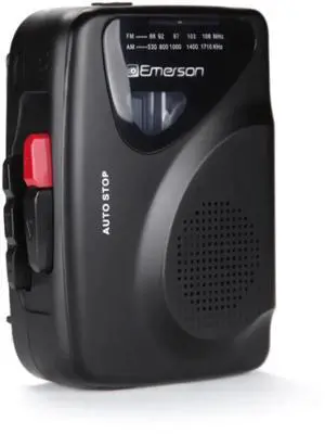 Emerson Portable Cassette Player & Recorder with AMFM Radio - Black Emerson Portable Cassette Player & Recorder with AMFM Radio - Black