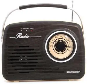 Emerson Portable Retro Radio with Built-In Rechargeable Battery - Espresso Emerson Portable Retro Radio with Built-In Rechargeable Battery - Espresso
