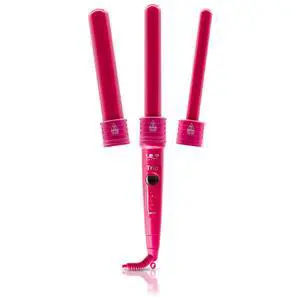 ISO Beauty Trio 3-in-1 Interchangeable Professional Tourmaline-Infused Ceramic Curling Set - Pink ISO Beauty Trio 3-in-1 Interchangeable Professional Tourmaline-Infused Ceramic Curling Set - Pink
