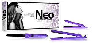 NEO Choice The Full Set - 1.25" Ceramic Flat Iron w/ 0.5" Mini Flat Iron & 25-18mm Ceramic Curling Wand - Metallic Purple NEO Choice The Full Set - 1.25" Ceramic Flat Iron w/ 0.5" Mini Flat Iron & 25-18mm Ceramic Curling Wand - Metallic Purple