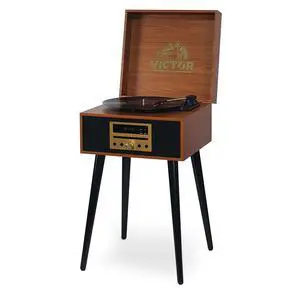 Victor Newbury 8-in-1 Music Center with Chair-Height Legs - Mahogany Victor Newbury 8-in-1 Music Center with Chair-Height Legs - Mahogany