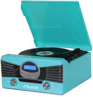 Victor Diner 7-in-1 Turntable Music Center - Turquoise Victor Diner 7-in-1 Turntable Music Center - Turquoise