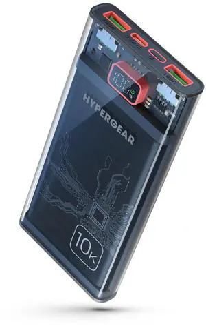 HyperGear ClearCharge 10000mAh Transparent PD Power Bank - Black HyperGear ClearCharge 10000mAh Transparent PD Power Bank - Black