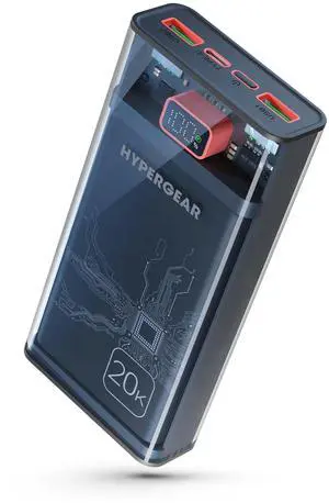 HyperGear ClearCharge XL 20000mAh Transparent PD Power Bank - Black HyperGear ClearCharge XL 20000mAh Transparent PD Power Bank - Black