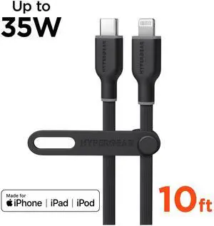 HyperGear Flexi PRO USB-C to Lightning Cable 10ft - Black HyperGear Flexi PRO USB-C to Lightning Cable 10ft - Black