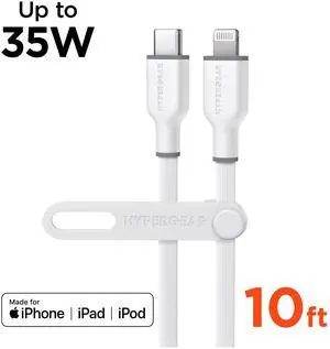 HyperGear Flexi PRO USB-C to Lightning Cable 10ft - White HyperGear Flexi PRO USB-C to Lightning Cable 10ft - White