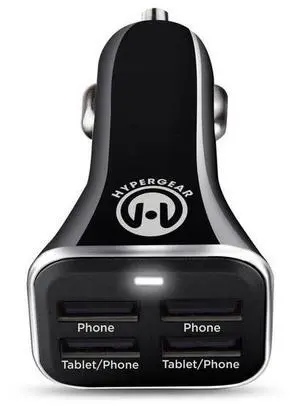 HyperGear Quad USB 6.8A Car Charger - Black HyperGear Quad USB 6.8A Car Charger - Black
