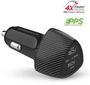 HyperGear SpeedBoost 45W PD Dual Output Car Charger - Black HyperGear SpeedBoost 45W PD Dual Output Car Charger - Black