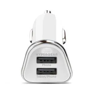 HyperGear Hi-Power Dual USB 3.4A Car Charger - White HyperGear Hi-Power Dual USB 3.4A Car Charger - White