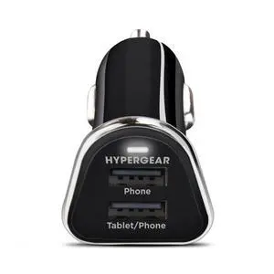 HyperGear Hi-Power Dual USB 3.4A Car Charger - Black HyperGear Hi-Power Dual USB 3.4A Car Charger - Black